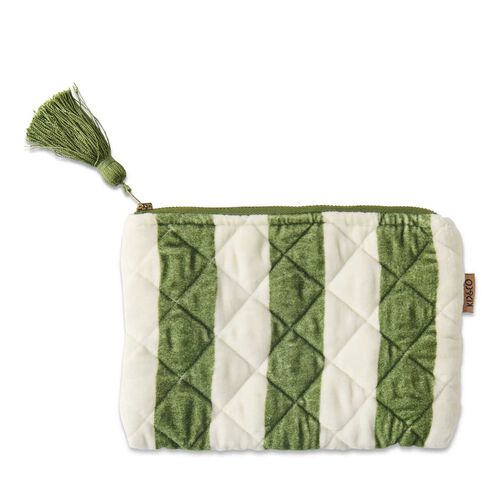 Kip&Co Moss Stripe Velvet Cosmetics Purse
